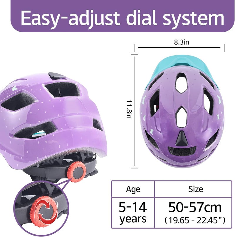 OnBros Kids Bike Helmet - Bike Helmets for 5-14 Boys or Girls with Visor, Children Bicycle Helmet for Skateboard Mountain Scooter Road Cycling, Lightweight and Adjustable 50-57CM - Image 2